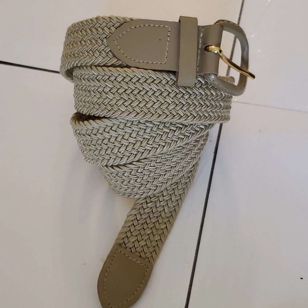 New with tags unisex stretch braided beige belt sizes S & XL